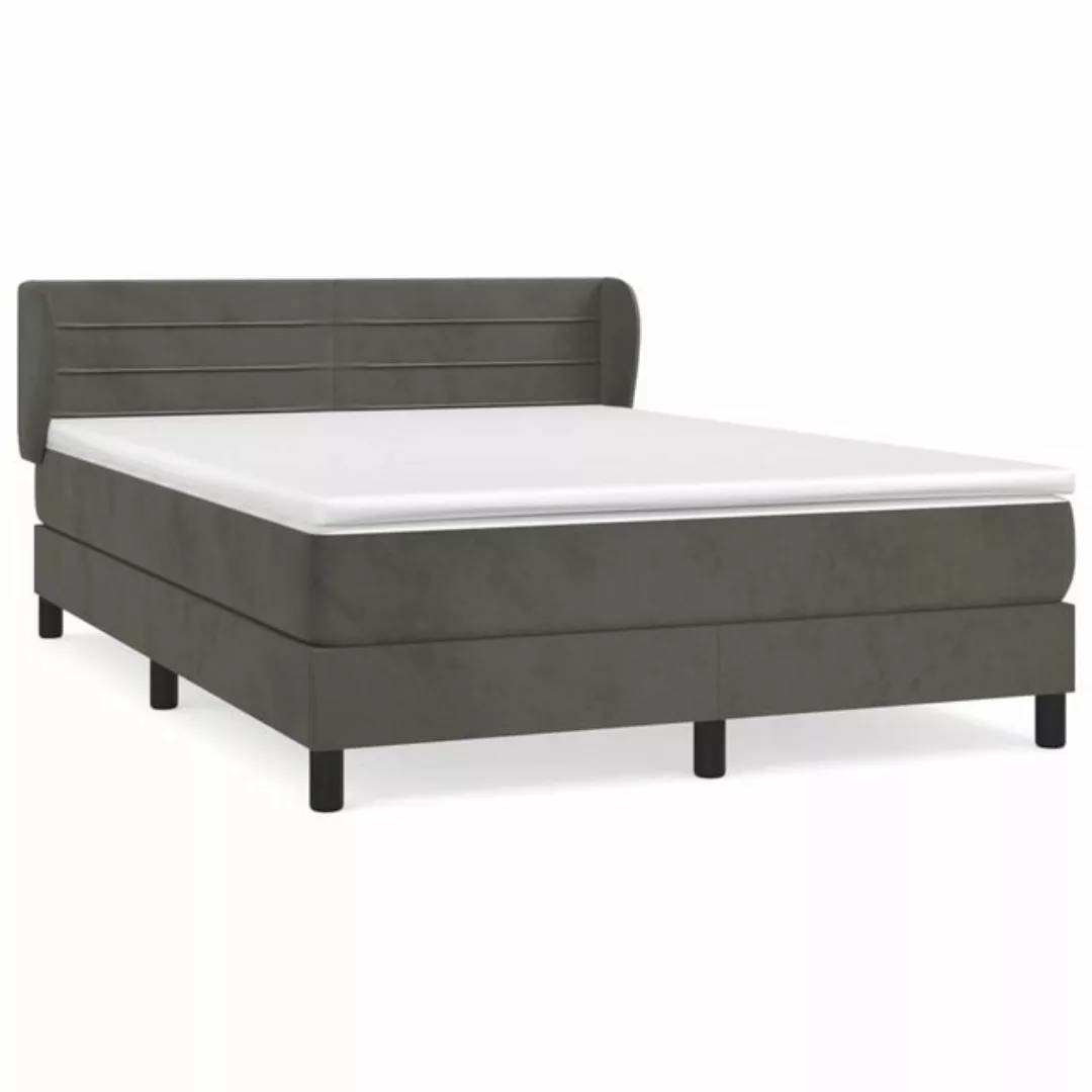 vidaXL Boxspringbett Boxspringbett mit Matratze Dunkelgrau 160x200 cm Samt günstig online kaufen