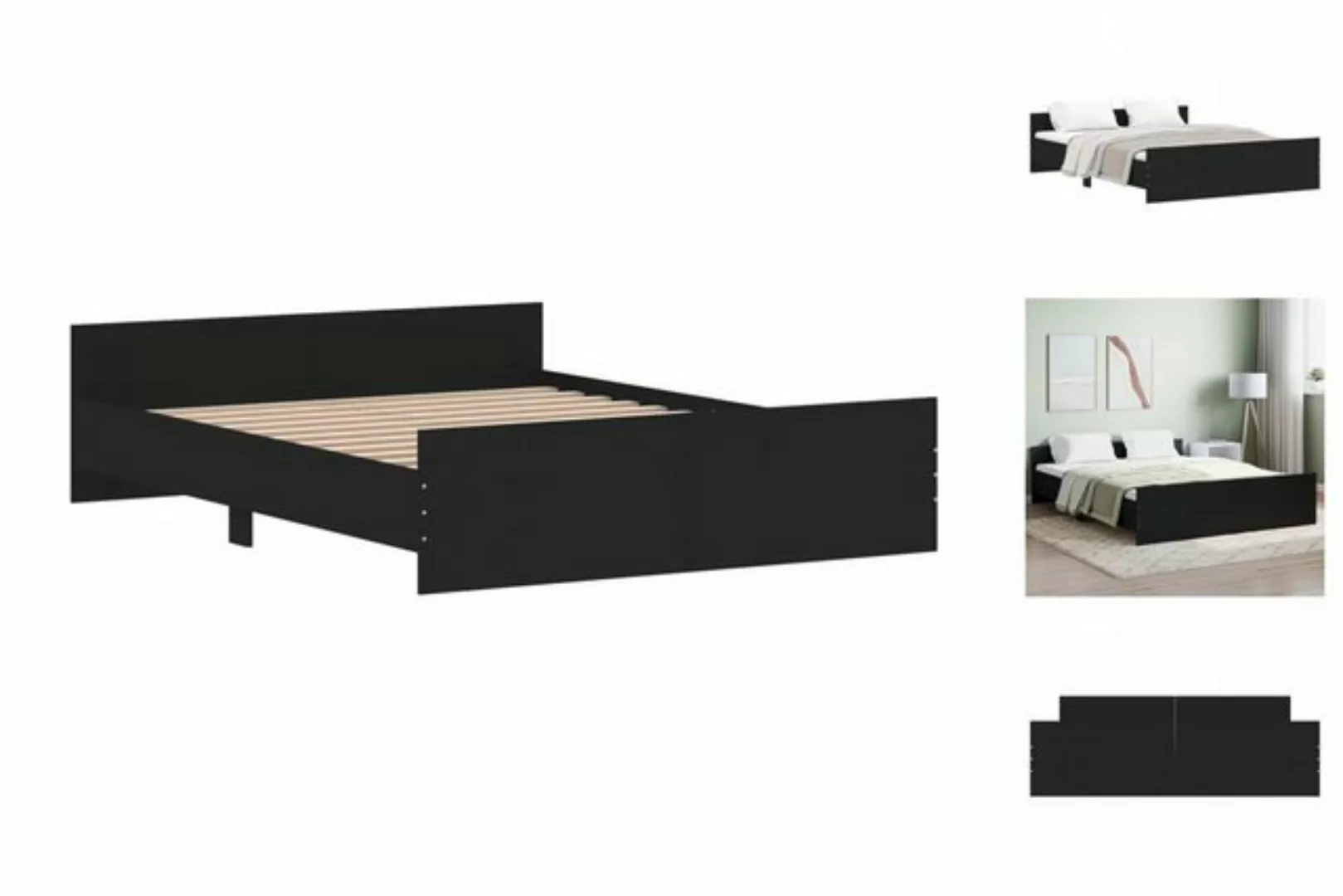 vidaXL Bettgestell Bettrahmen mit Kopf- und Fußteil Schwarz 160x200 cm Bett günstig online kaufen