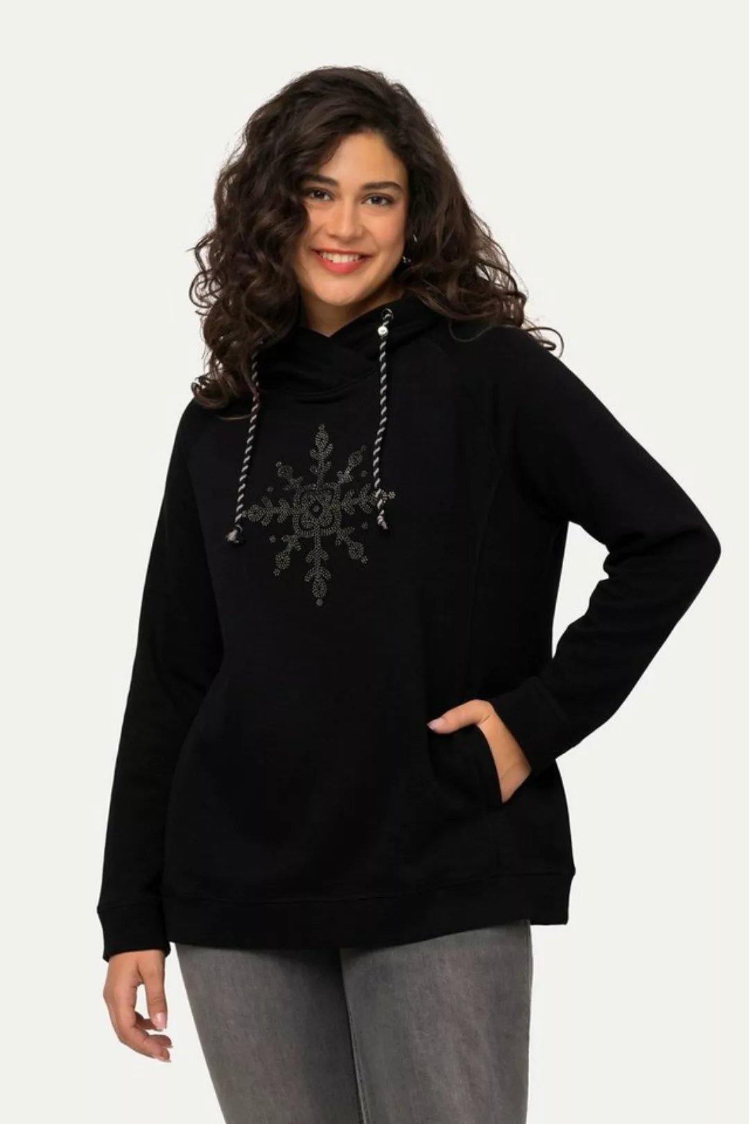 Ulla Popken Sweatshirt Sweatshirt Eisstern Stehkragen Taschen Langarm günstig online kaufen