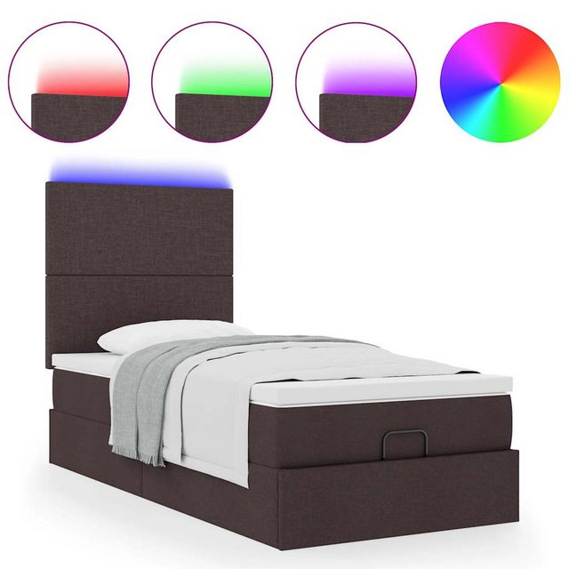 vidaXL Bett Ottoman-Bett mit Matratze & LEDs Dunkelbraun 90x200 cm Stoff günstig online kaufen