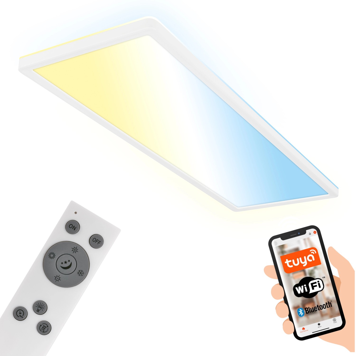 Smarte LED-Deckenleuchte Tava, 58x20 cm, CCT, dimmbar günstig online kaufen