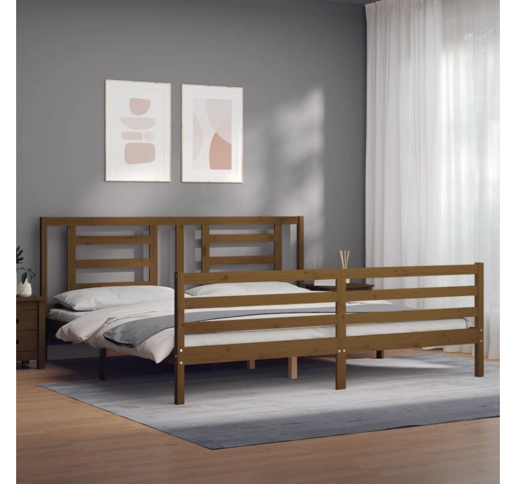 vidaXL Bett Massivholzbett mit Kopfteil Schwarz 200x200 cm günstig online kaufen