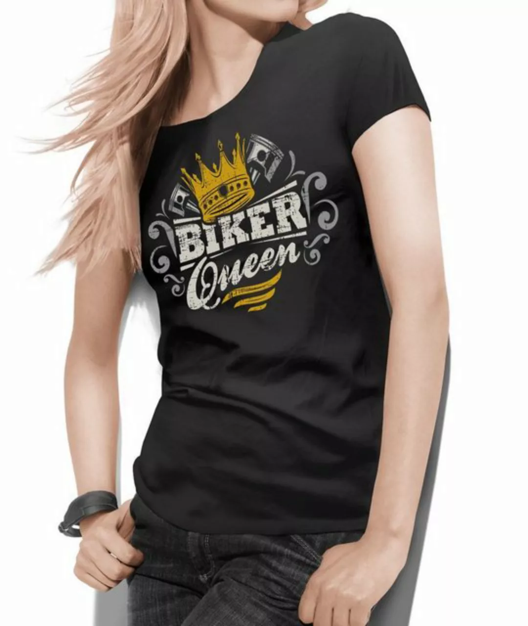 GASOLINE BANDIT® T-Shirt Damen Lady Biker Racer-Shirt: Biker Queen günstig online kaufen