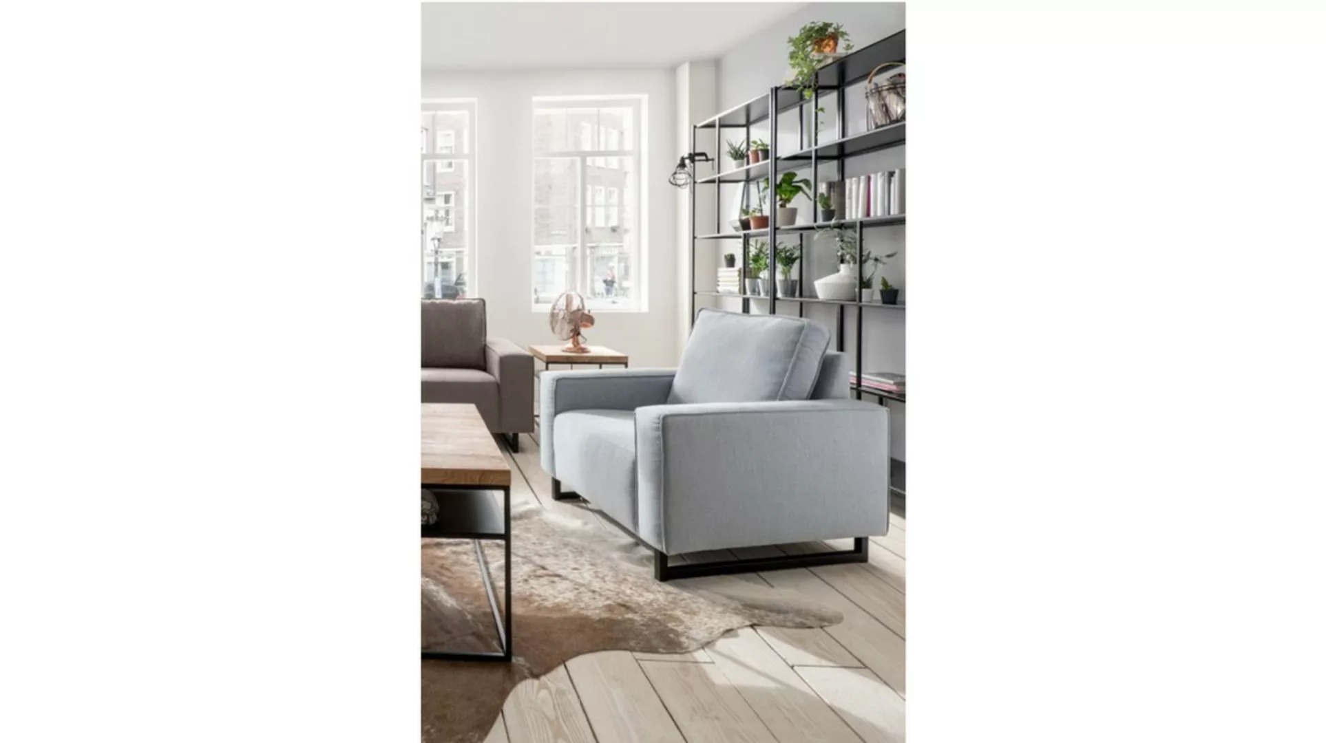 KAWOLA Sessel RIDO Stoff mit Kufenfüßen matt schwarz günstig online kaufen