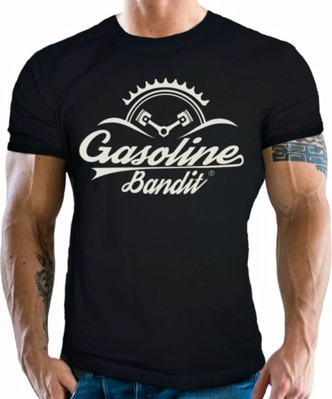 GASOLINE BANDIT® T-Shirt für Hot Rod Biker Racer Motorradfahrer: Bandit Log günstig online kaufen