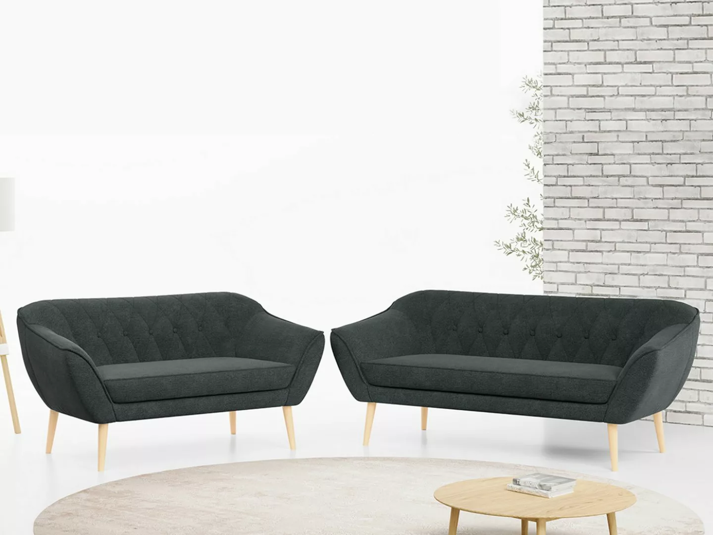 MKS MÖBEL Sofa PIRS 3 2, Skandinavischer Stil, Gesteppte Polsterung, Modern günstig online kaufen