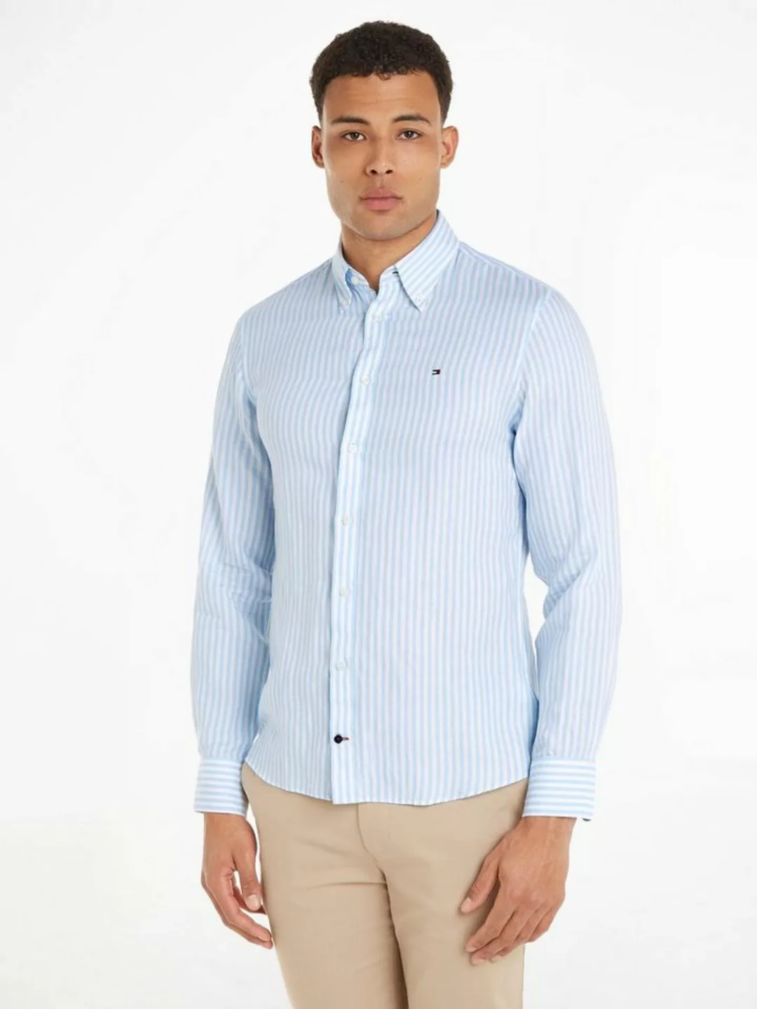 Tommy Hilfiger Langarmhemd CL W-COTTON LINEN STRIPE SHIRT modisch gestreift günstig online kaufen