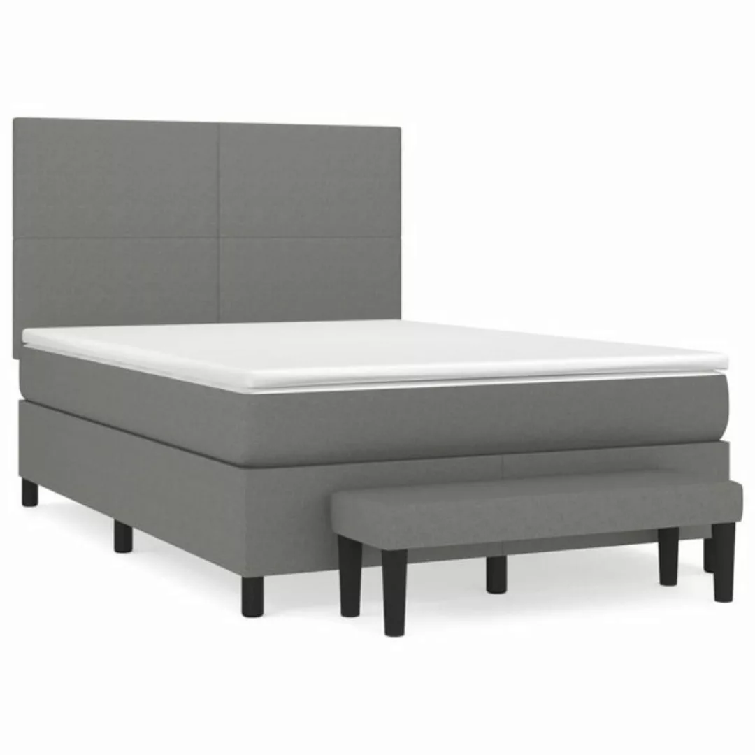 furnicato Bett Boxspringbett mit Matratze Dunkelgrau 140x200 cm Stoff günstig online kaufen