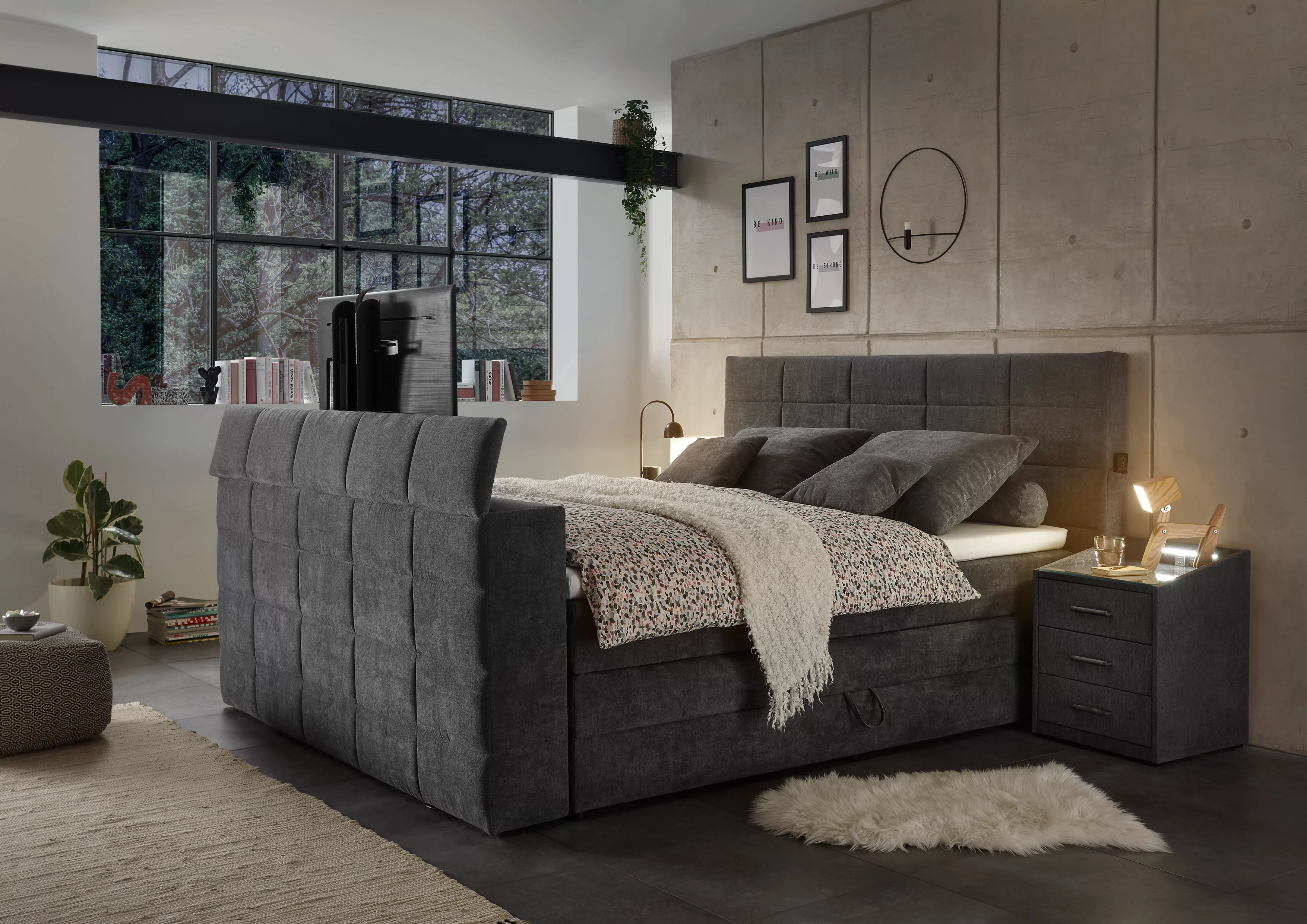 ED EXCITING DESIGN Boxspringbett "Denver", mir motorisierter TV-Halterung b günstig online kaufen