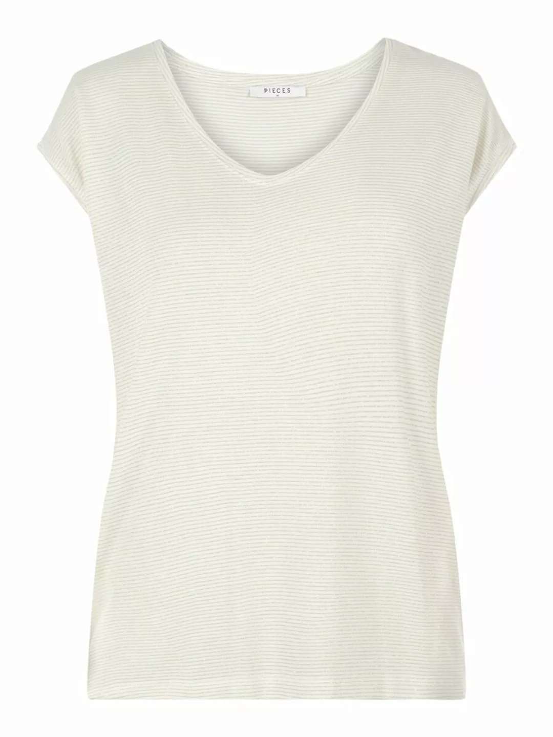 Pieces Billo Lurex Stripes Kurzärmeliges T-shirt XL Bright White / Detail G günstig online kaufen