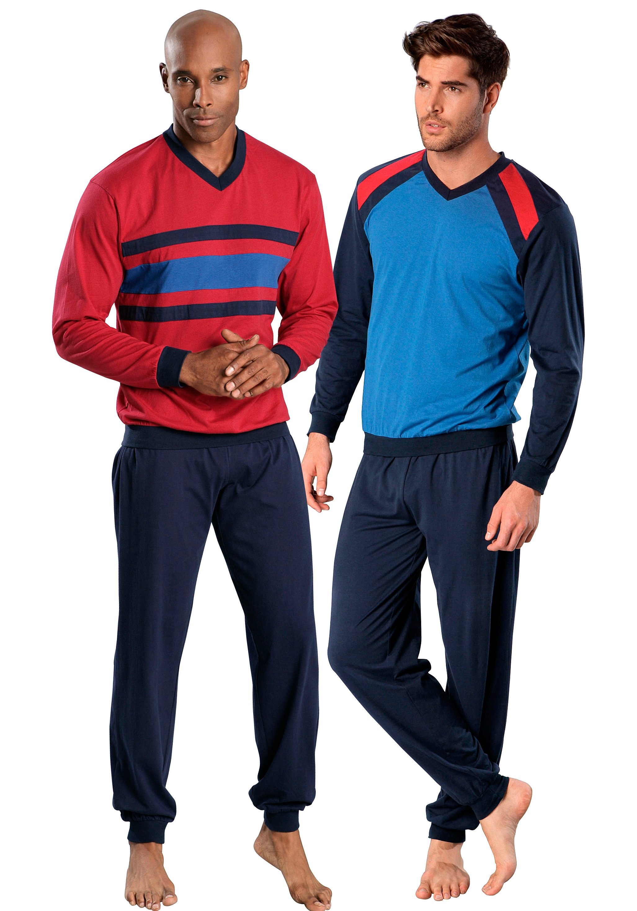 le jogger Pyjama, (Packung, 4 tlg., 2 Stück), in langer Form günstig online kaufen