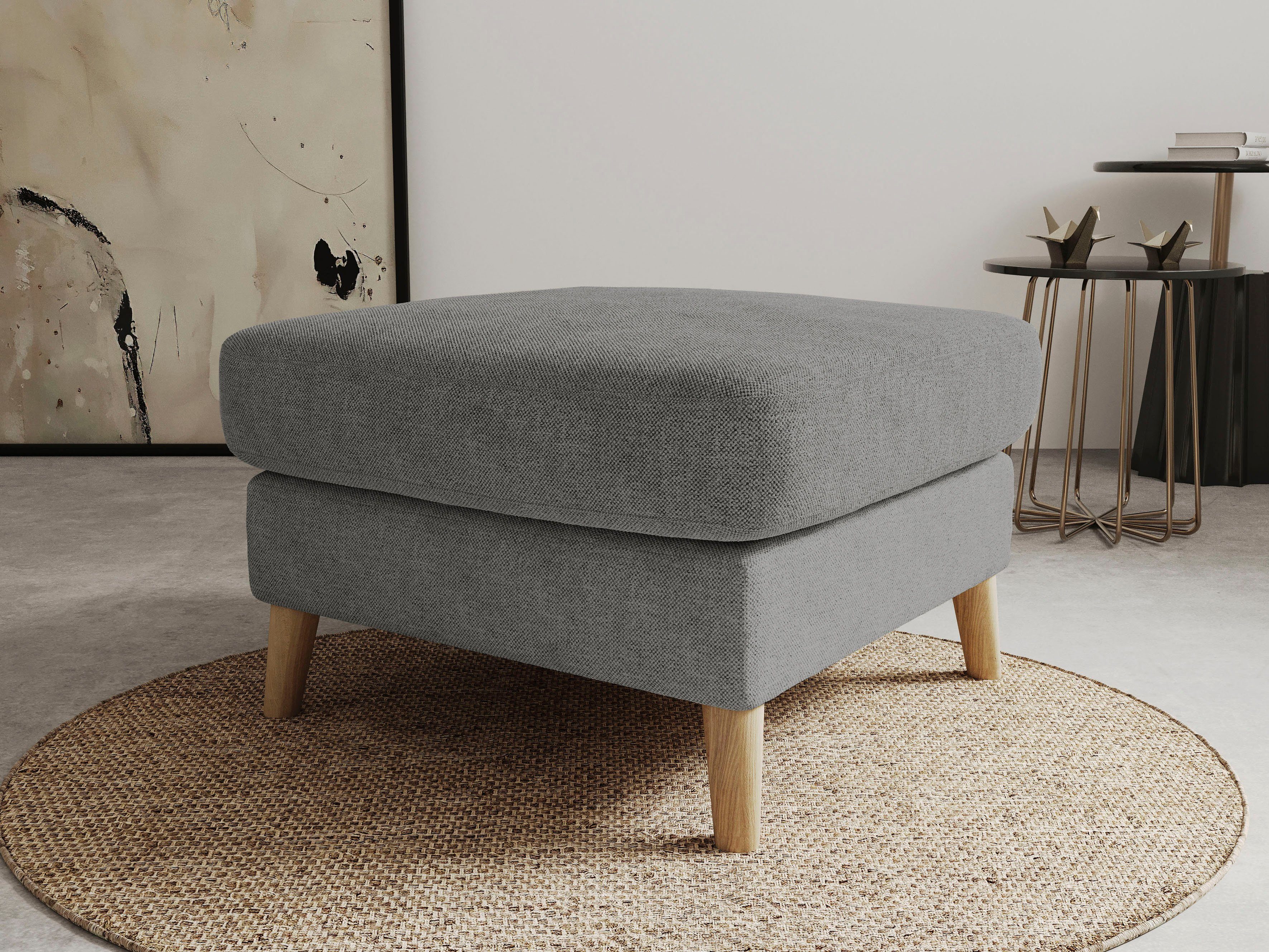 Home affaire Polsterhocker "MARSEILLE", Massivholzbeine Eiche, Landhausstil günstig online kaufen