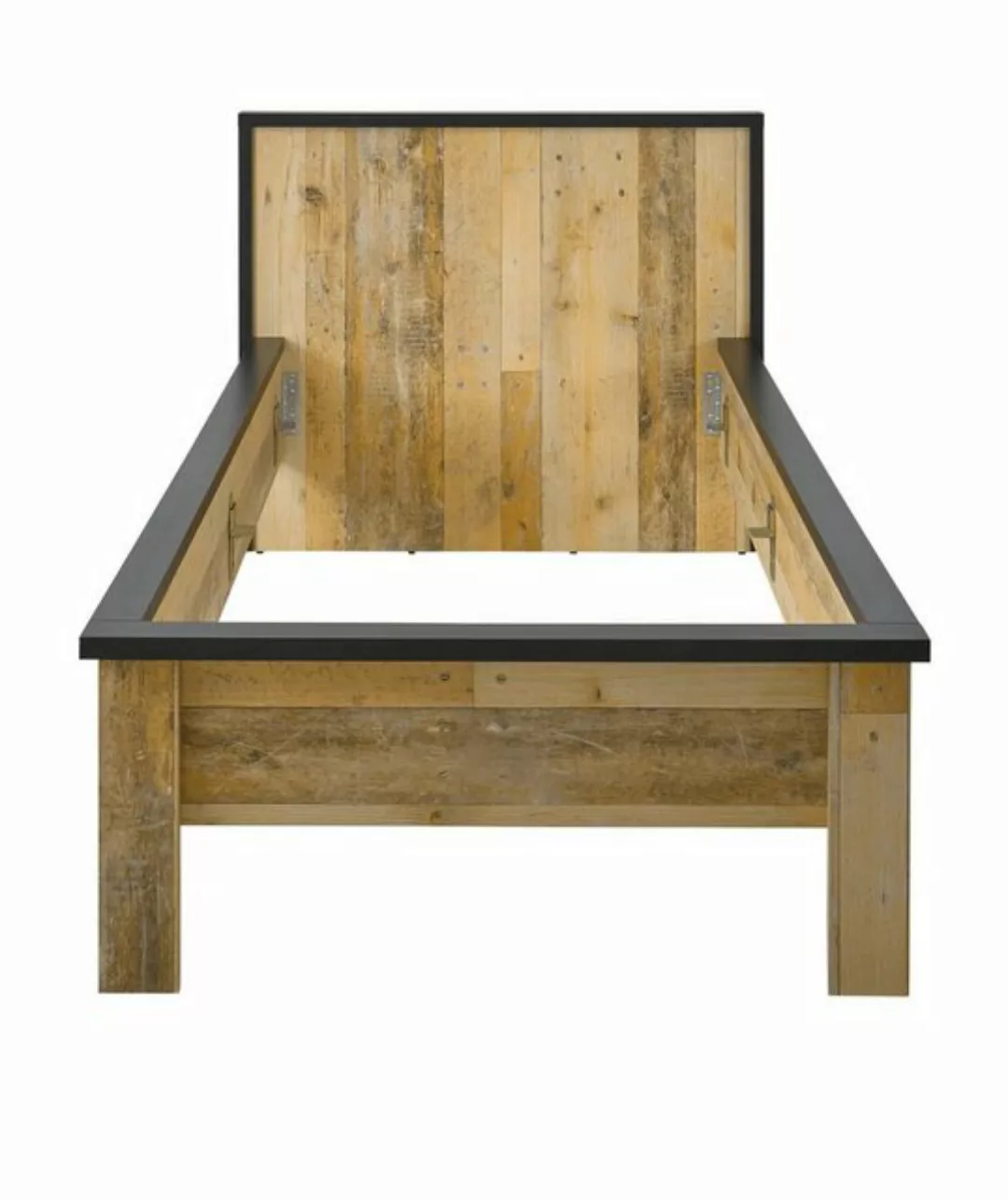 Furn.Design Einzelbett Stove (Bett in Used Wood Und Anthrazit, Liegefläche günstig online kaufen