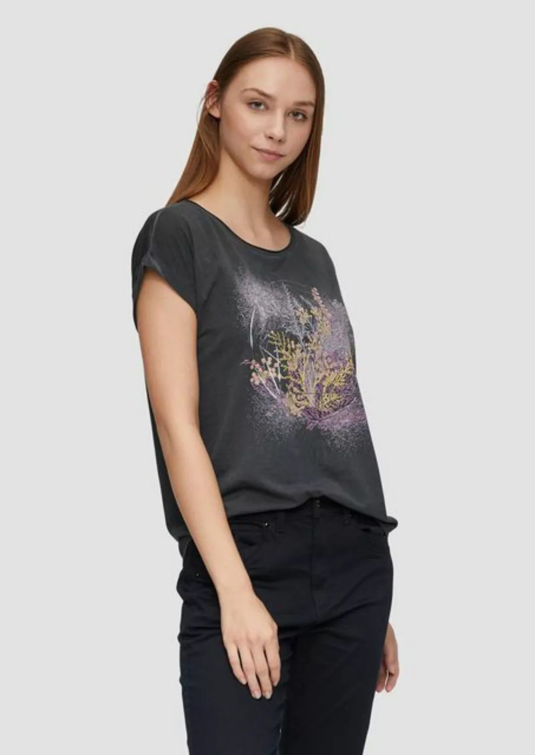 QS Kurzarmshirt Oversize-Shirt mit Rundhalsausschnitt und Frontprint Garmen günstig online kaufen