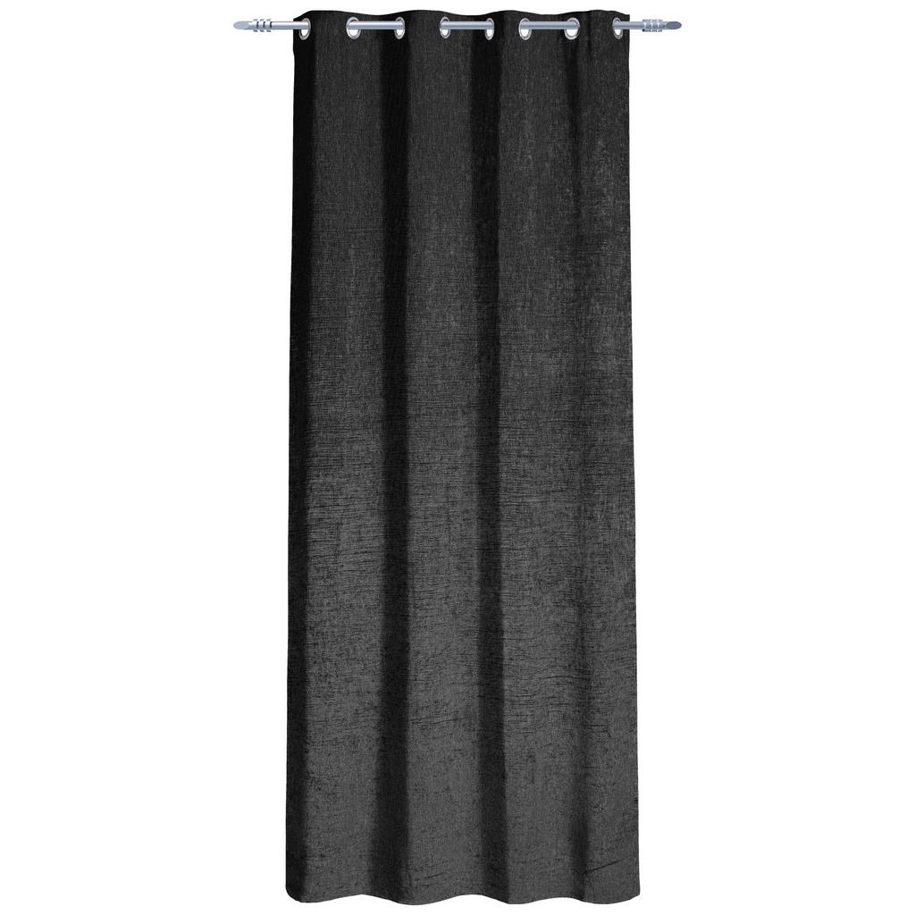 Ösenvorhang Chenille schwarz B/L: ca. 140x245 cm günstig online kaufen