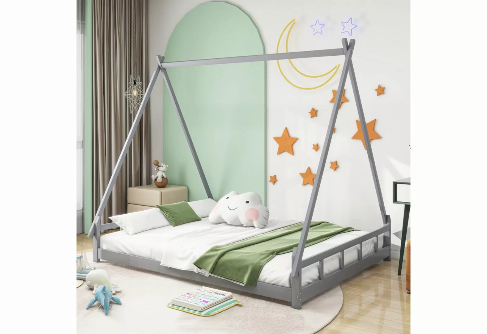 HAUSS SPLOE Kinderbett 140x200cm, Zeltbett, Jugendbett, Massivholzbettgeste günstig online kaufen