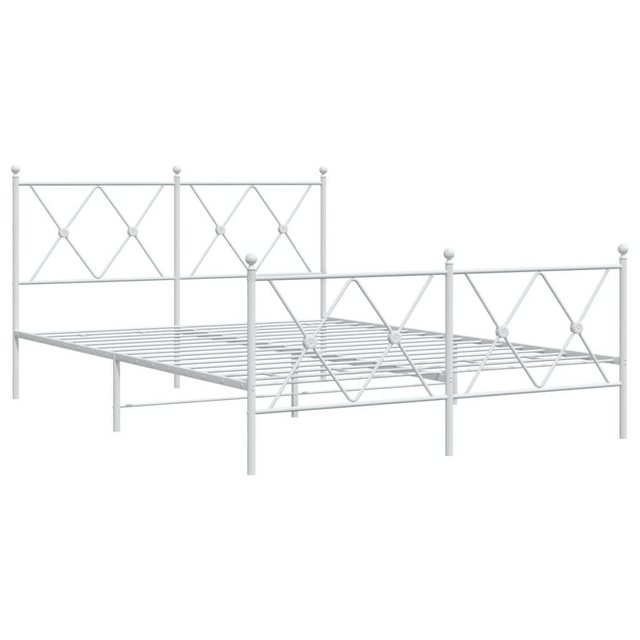 vidaXL Bett Bettgestell mit Kopf- und Fußteil Metall Weiß 140x190 cm günstig online kaufen