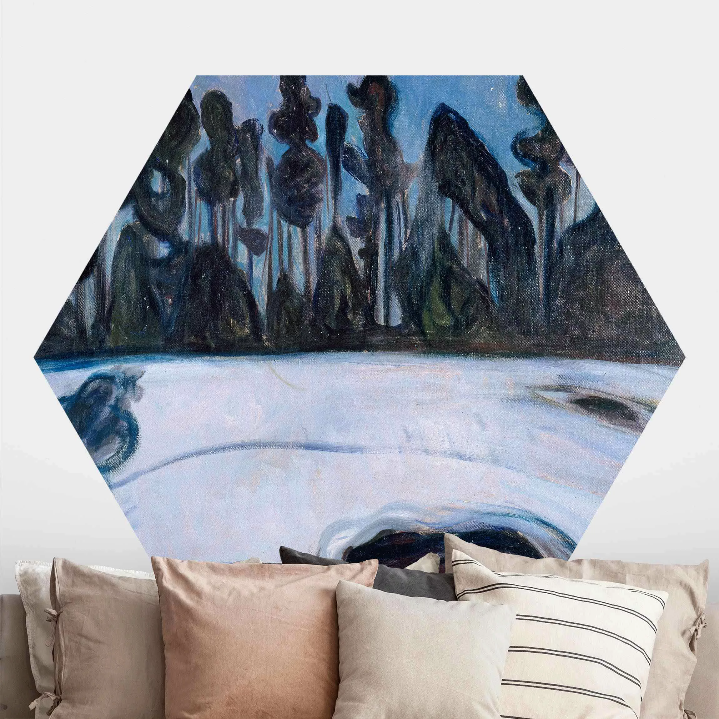 Hexagon Fototapete selbstklebend Edvard Munch - Sternennacht günstig online kaufen