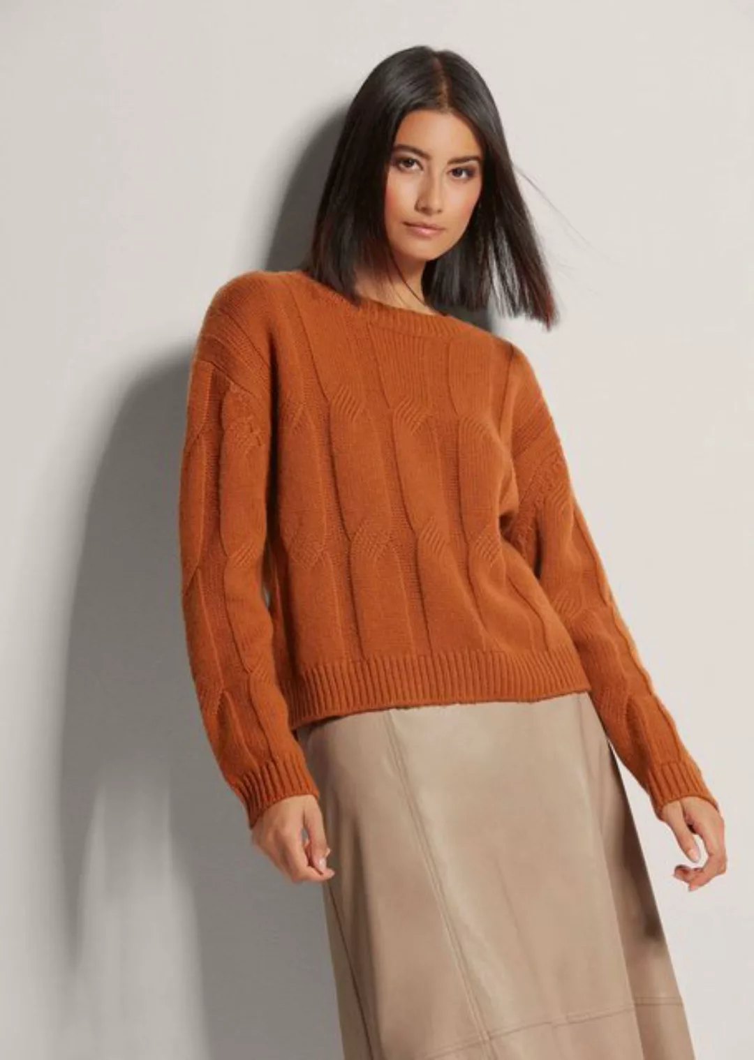 MADELEINE Strickpullover Kurzer Rollkragen-Pullover mit Zopfmuster günstig online kaufen