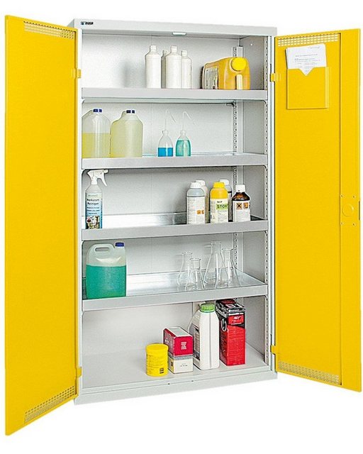 PROREGAL® Werkzeugschrank Gefahrstoffschrank 2 Türen HxBxT 180x100x50cm 4 A günstig online kaufen