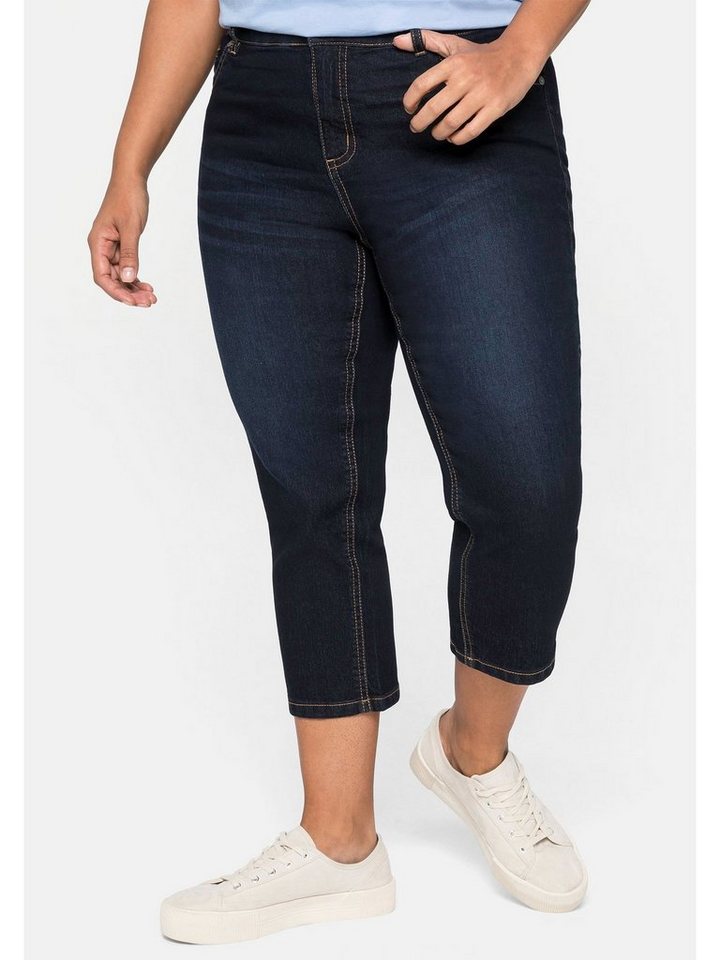 Sheego Caprijeans Große Größen aus Baumwoll-Stretch, mit Kontrastnähten günstig online kaufen