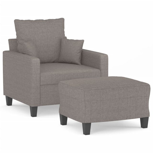 vidaXL Sofa Sessel mit Hocker 60 cm Stoff, Taupe günstig online kaufen