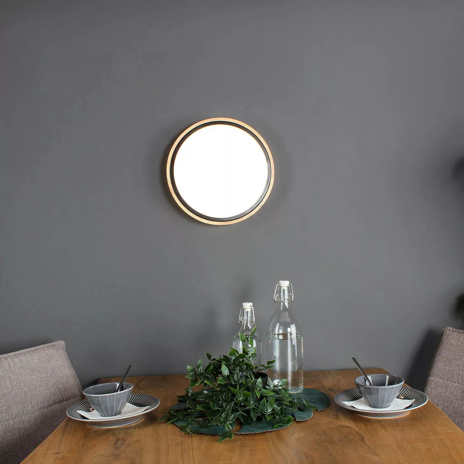 LED-Deckenleuchte Solstar mit Holzdekor Ø 30,7 cm günstig online kaufen