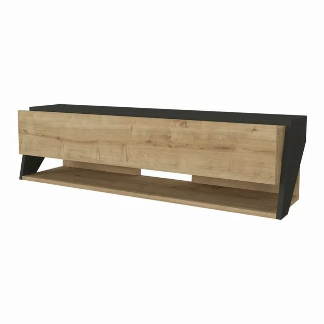 en.casa TV-Schrank »Kimitoön« Fernsehtisch 120x31,5x32,5cm Eiche / Anthrazi günstig online kaufen