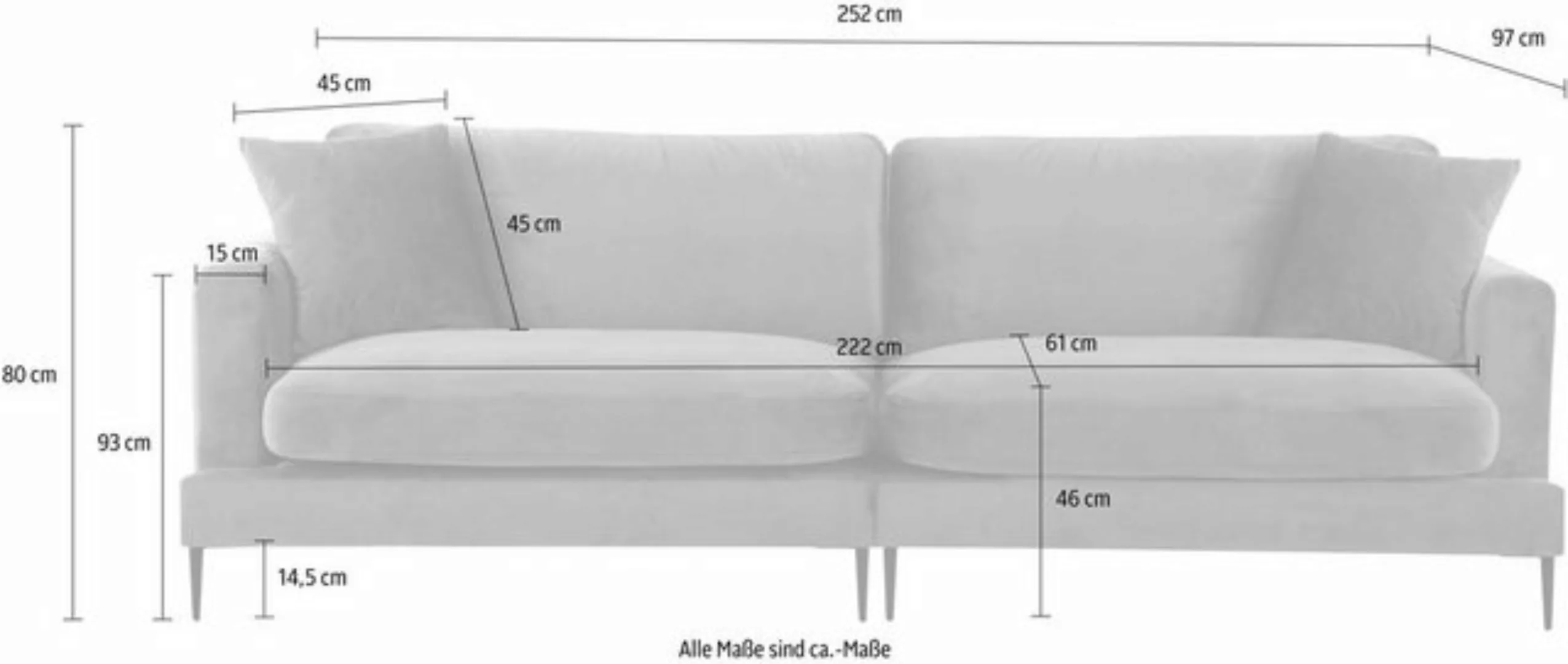 Leonique Big-Sofa "Cozy", mit losen Kissen und Metallbeinen günstig online kaufen