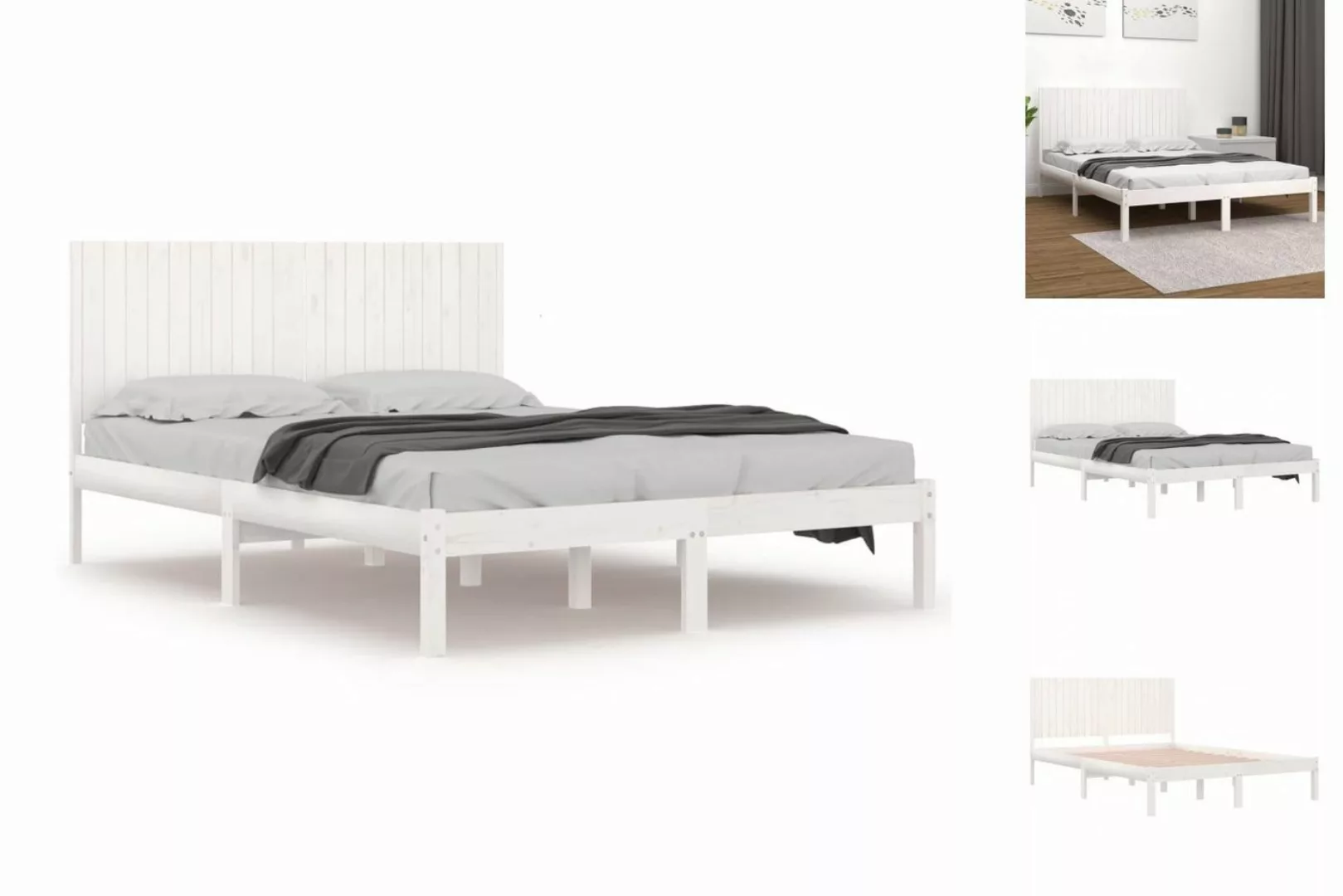 vidaXL Bettgestell Massivholzbett Weiß Kiefer 200x200 cm Bett Bettgestell D günstig online kaufen