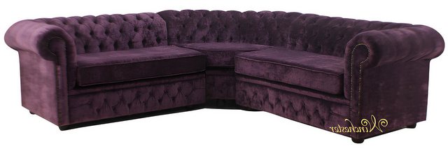 Xlmoebel Ecksofa Lila Stoff-Sofa Chesterfield Eckcouch Polstermöbel Eckgarn günstig online kaufen