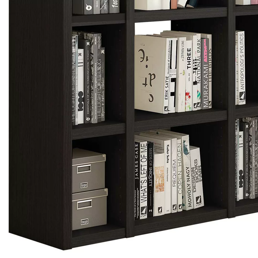 Bücherschrank ohne Rückwand 222 cm hoch - 120 cm breit Schwarzbraun günstig online kaufen