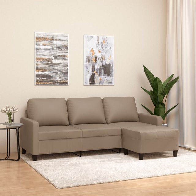 vidaXL Sofa 3-Sitzer-Sofa mit Hocker Cappuccino-Braun 180 cm Kunstleder günstig online kaufen