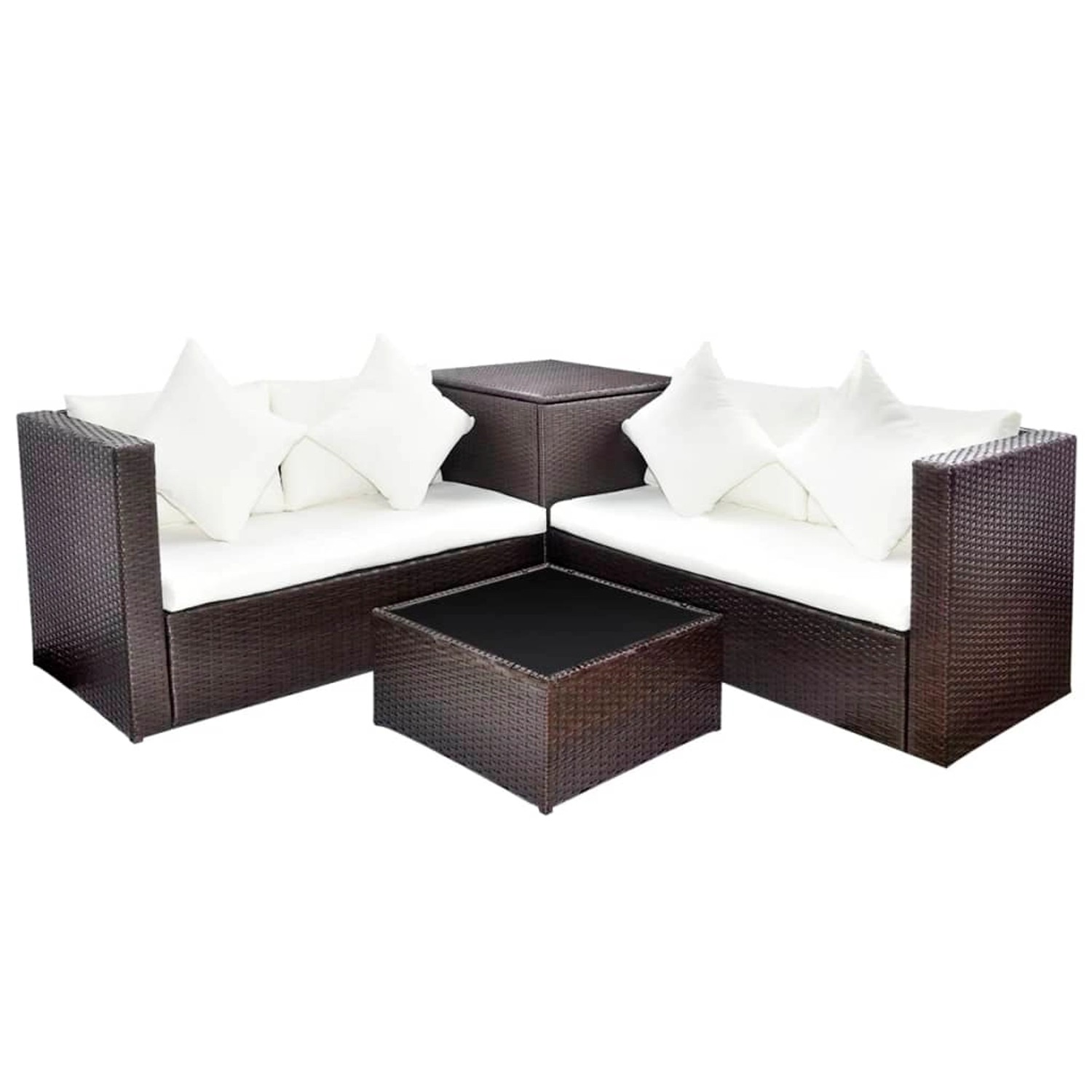 vidaXL 4-tlg Garten-Lounge-Set mit Auflagen Poly Rattan Braun Modell 20 günstig online kaufen