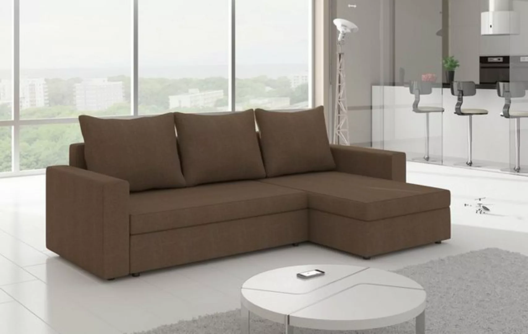 JVmoebel Ecksofa, Design Ecksofa Schlafsofa Bettfunktion Couch Leder Polste günstig online kaufen