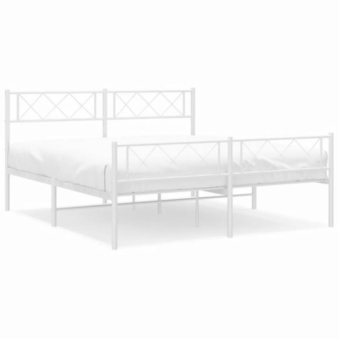 furnicato Bett Bettgestell mit Kopf- und Fußteil Metall Weiß 120x190 cm günstig online kaufen