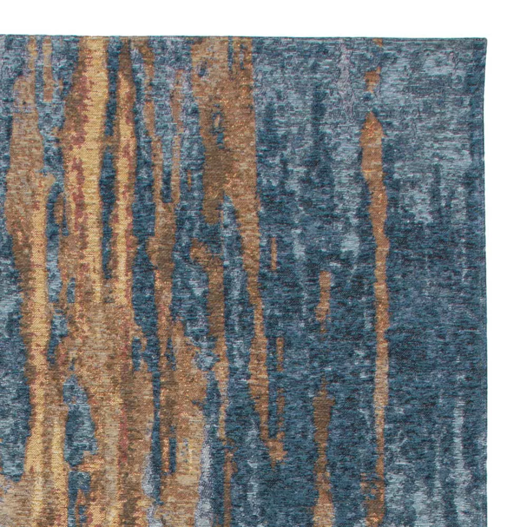 Vintage Design Teppich in Blau und Beige Kurzflor günstig online kaufen