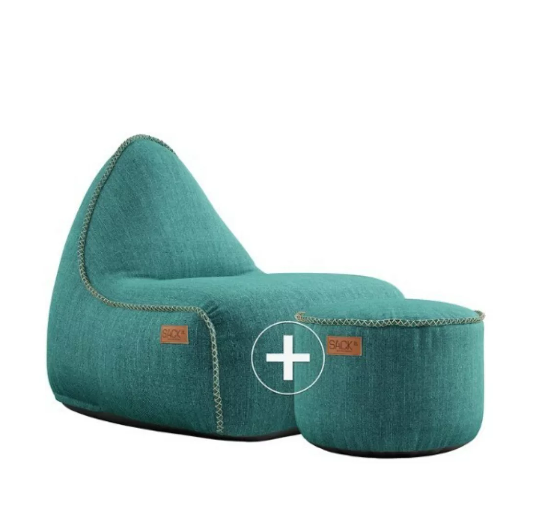 RETROit Cobana Outdoor Sitzsack Loungsessel mit Hocker – Sparset petrol mel günstig online kaufen