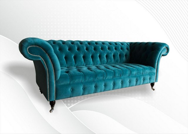 Xlmoebel Sofa Neues dreisitziges Chesterfield-Sofa in gemütlichem türkisfar günstig online kaufen