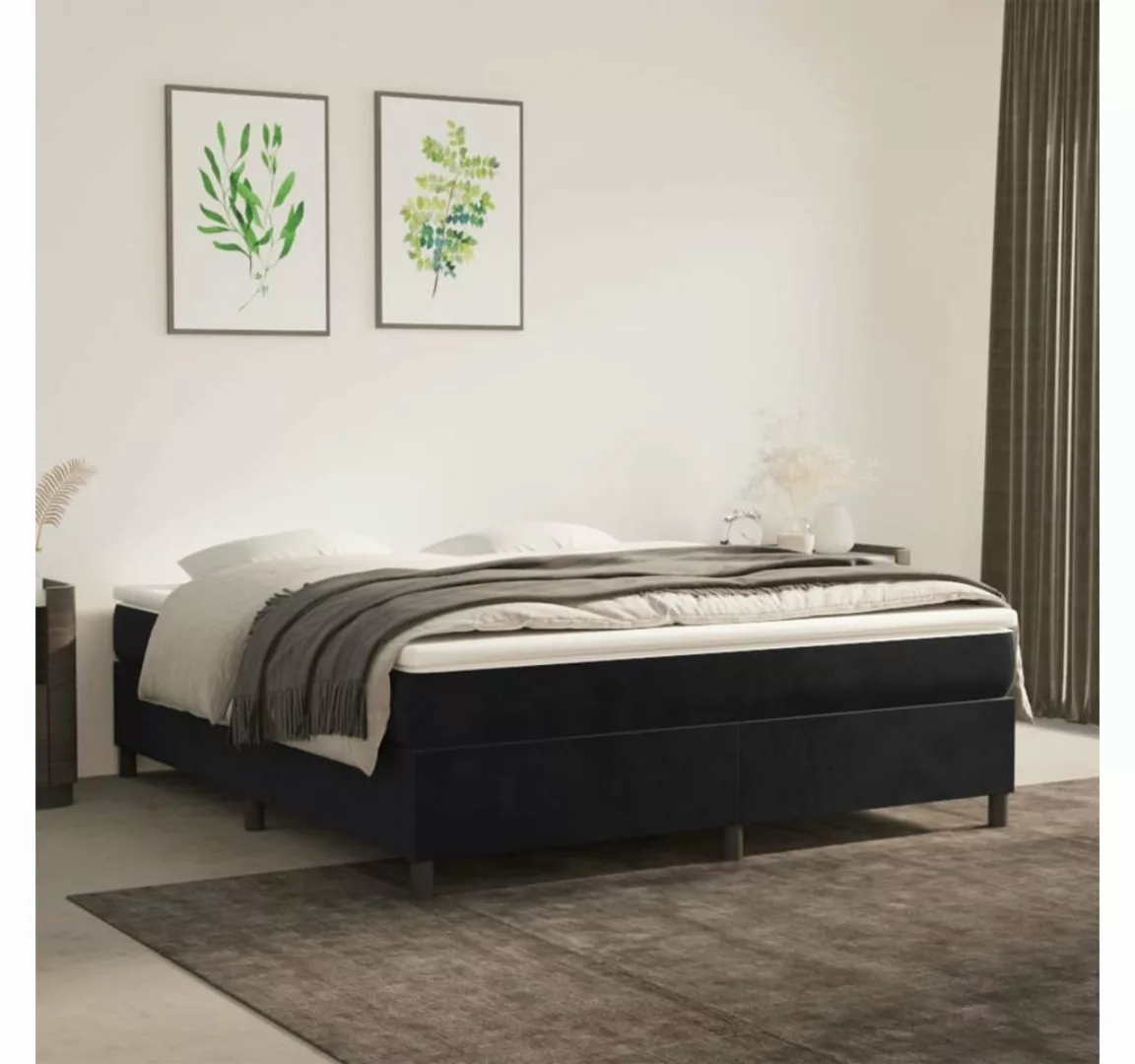 furnicato Bett Boxspringbett mit Matratze Schwarz 160x200 cm Samt günstig online kaufen