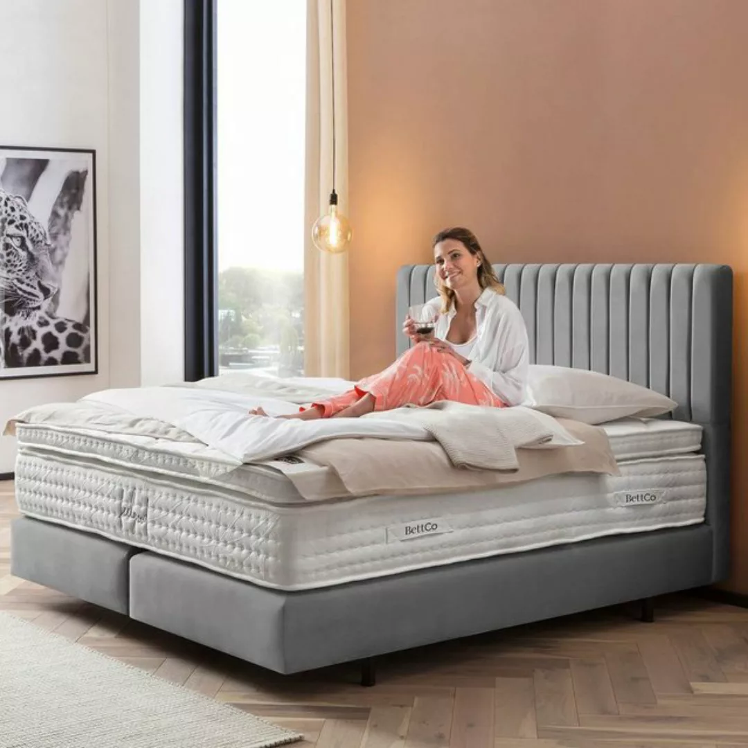 BettCo Boxspringbett Paris (140 x 200 cm, in Grau Velours), Zeitloses-Desig günstig online kaufen