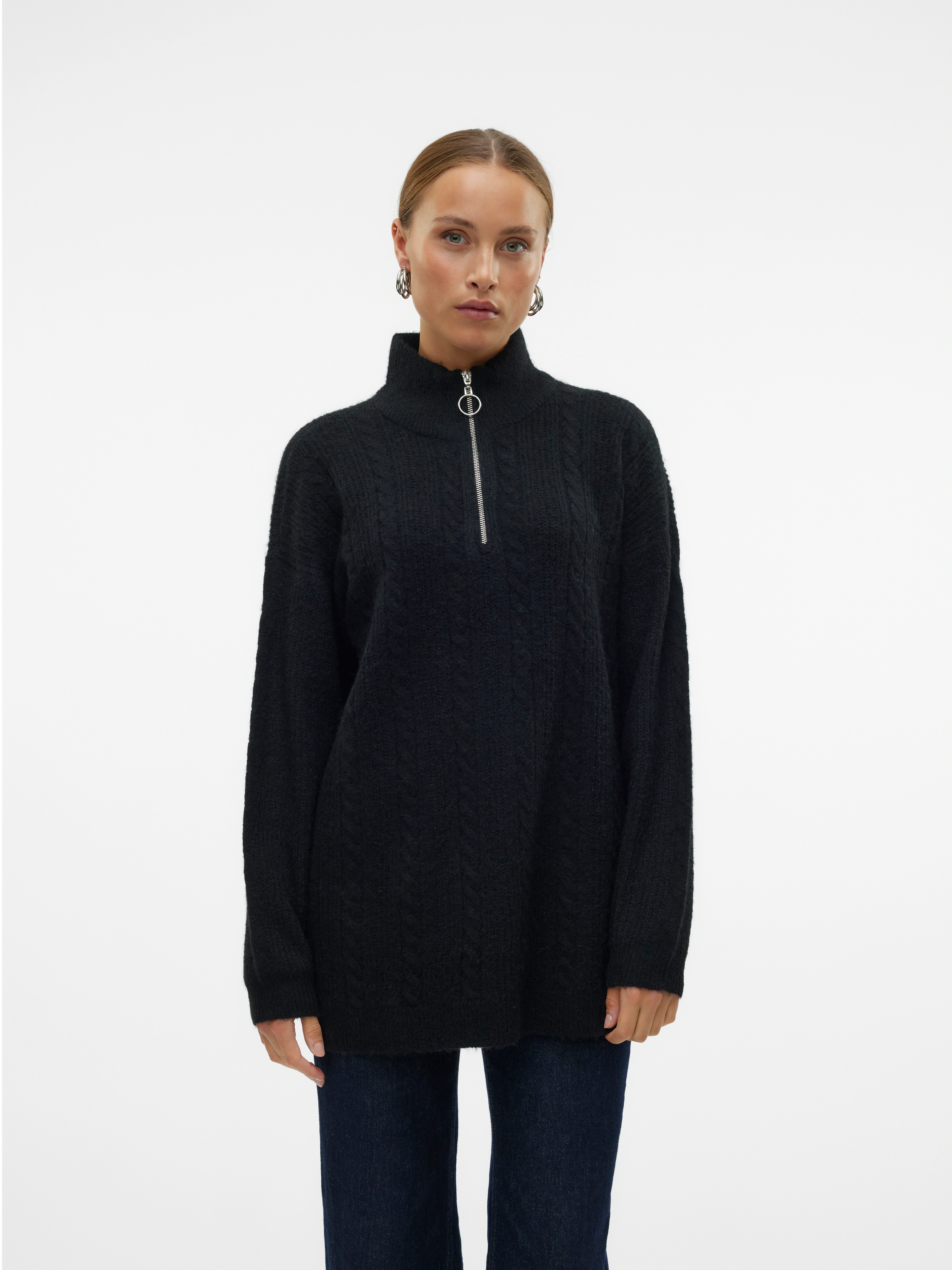 Vero Moda Stehkragenpullover "VMMILI LS HIGHNK LONG ZIP PULLOVE GA BOO", mi günstig online kaufen