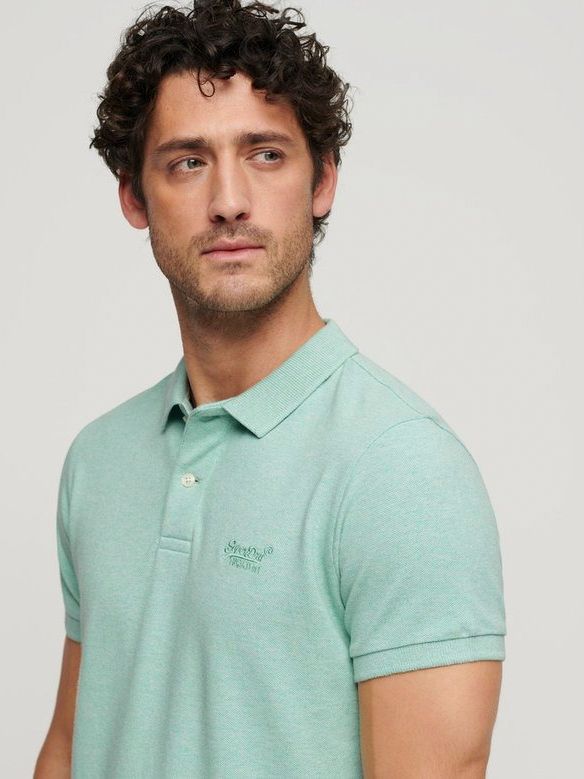 Superdry Piqué Poloshirt Melange Hellgrün - Größe XL günstig online kaufen