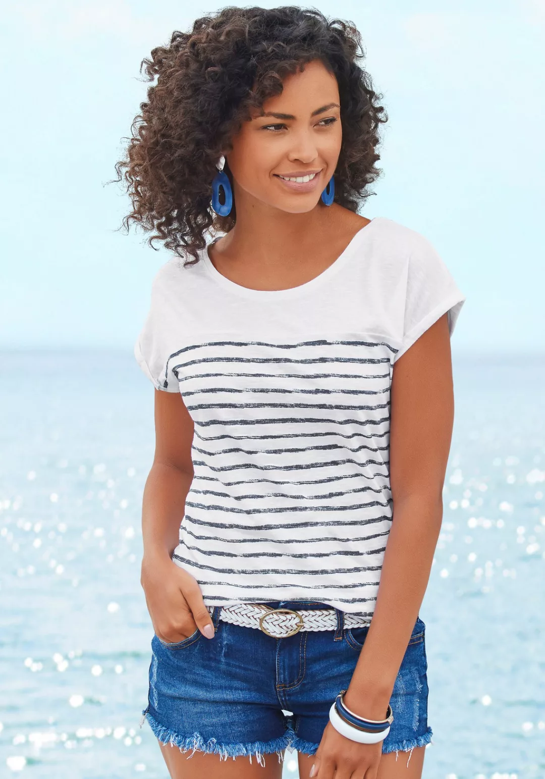 Beachtime T-Shirt "mit Streifendesign", aus weicher Baumwoll-Qualität günstig online kaufen