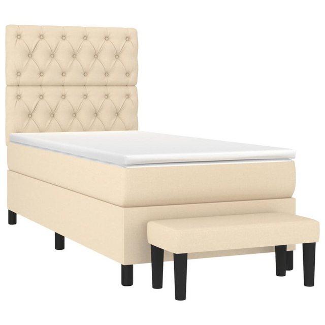 vidaXL Bett Boxspringbett mit Matratze Creme 80x200 cm Stoff günstig online kaufen