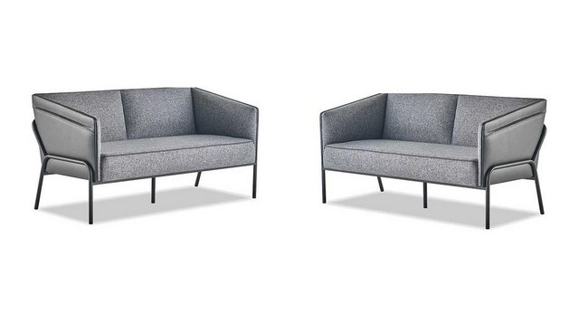 JVmoebel 2-Sitzer Sofa-Set 2-Sitzer Sofas Grau Modern Ledesofas Textil Edel günstig online kaufen