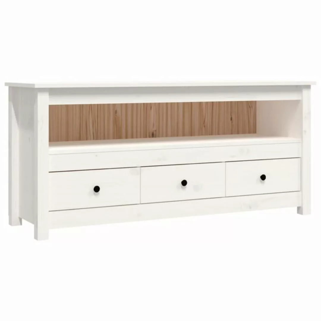 furnicato TV-Schrank Weiß 114x35x52 cm Massivholz Kiefer günstig online kaufen