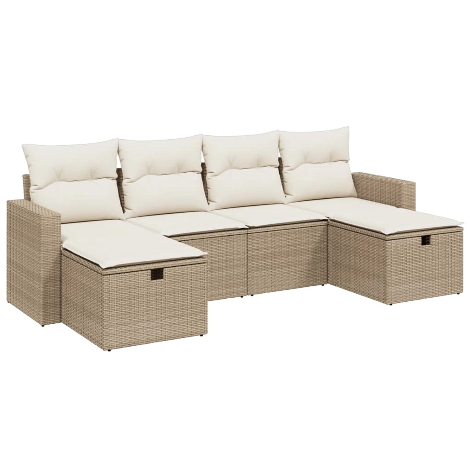 vidaXL 6-Tlg Garten-Sofagarnitur mit Kissen Beige Poly Rattan 3263544 günstig online kaufen