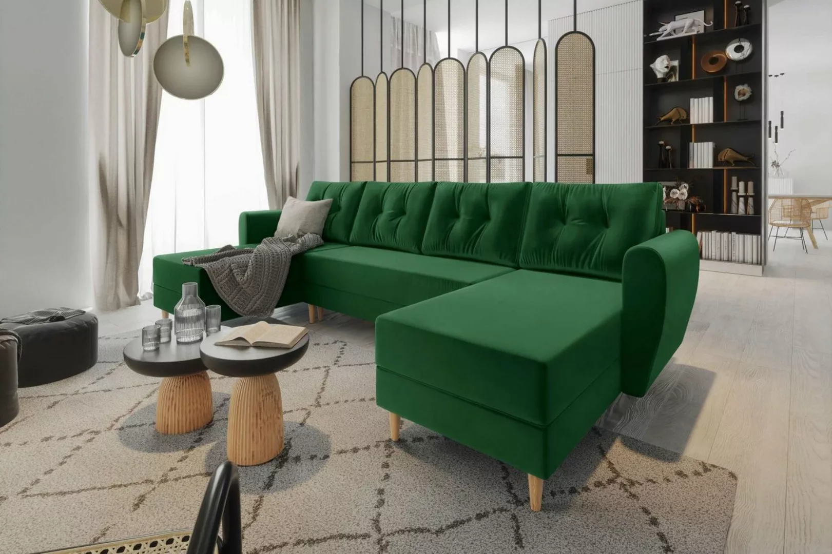 Stylefy Wohnlandschaft Lillen, U-Form, Eckcouch, Sofa, Sitzkomfort, mit Bet günstig online kaufen