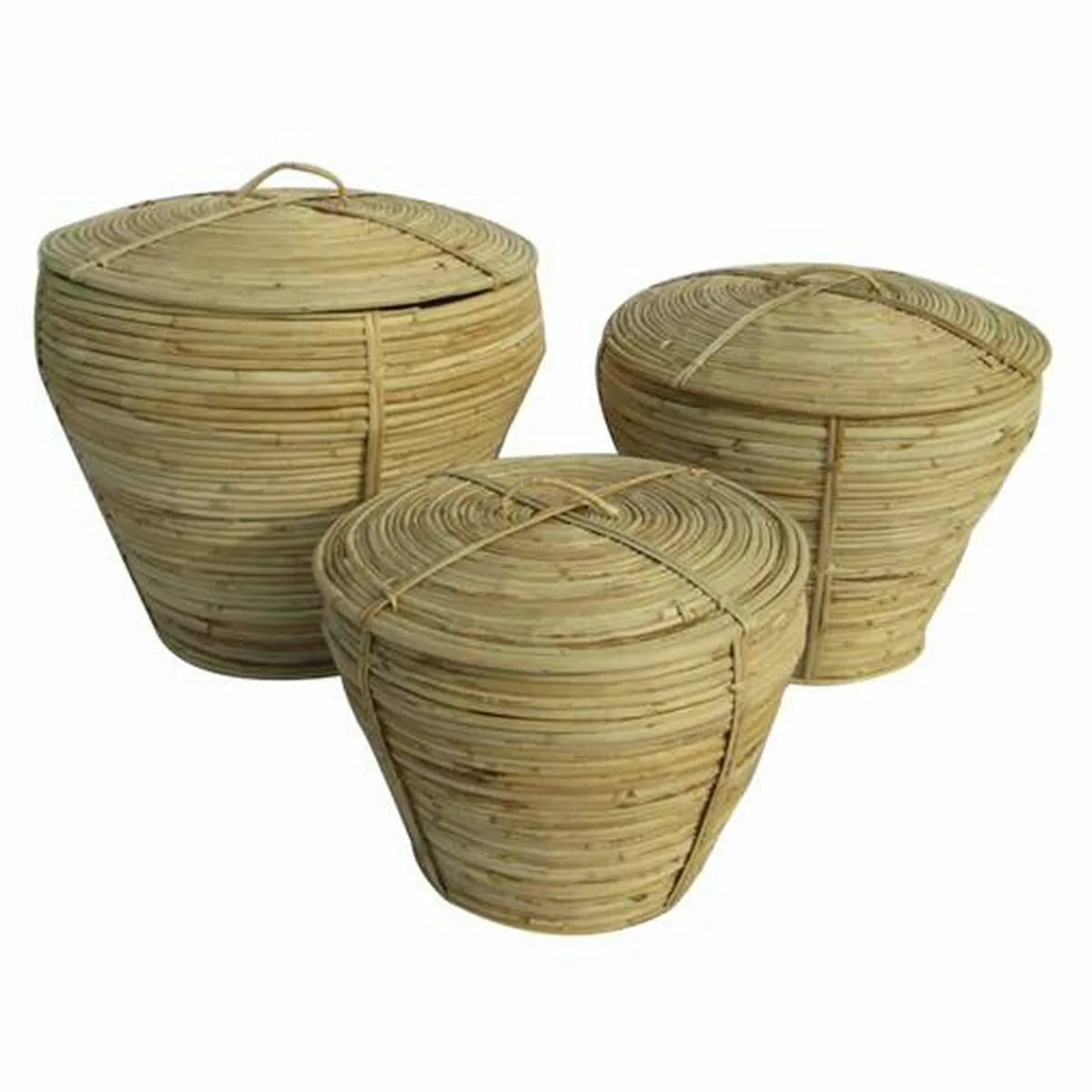 Korb-set Dkd Home Decor Mit Deckel Natürlich Rattan Tropical (3 Stücke) (35 günstig online kaufen